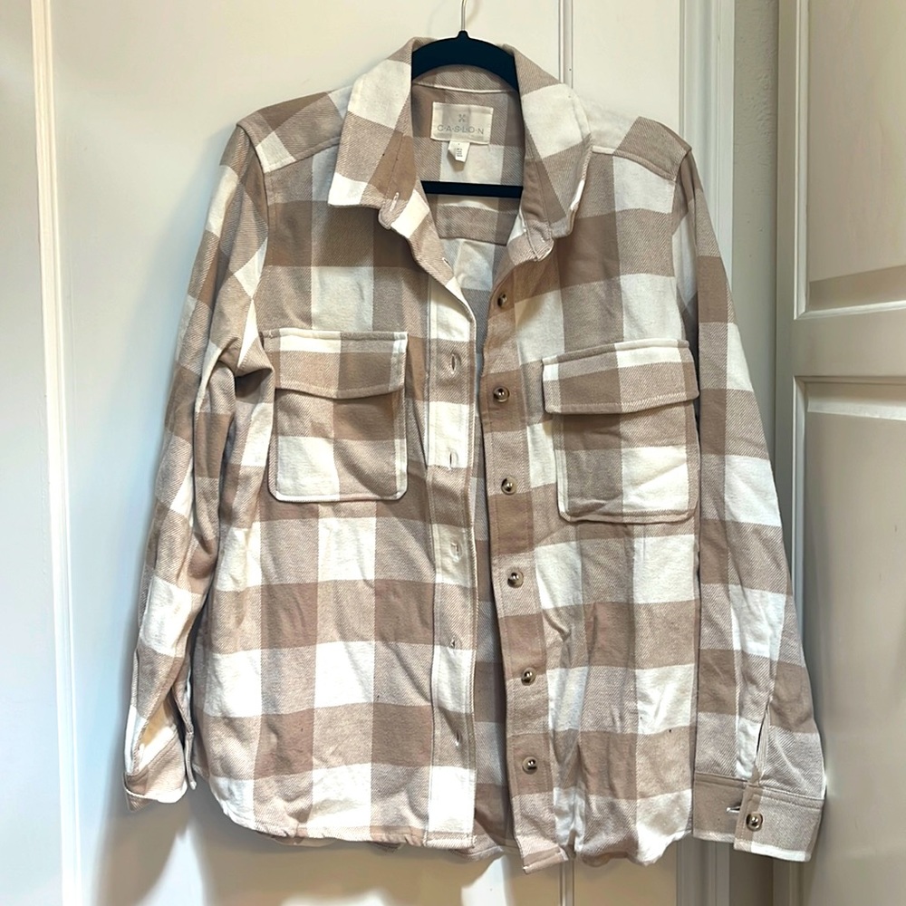 Caslon flannel shirt jacket, L, NWT